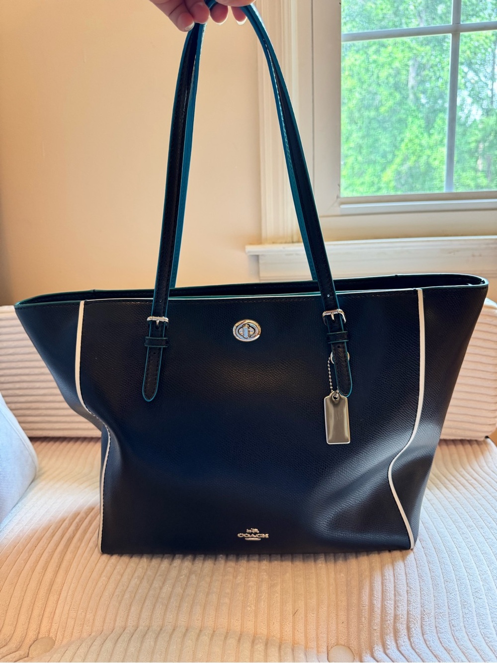 Coach Turnlock Tote with Edgestain Leather